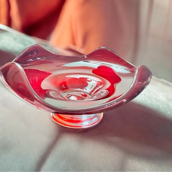 ❤️Viking Ruby Red & Sterling Silver Pedestal Bowl - Picture 4 of 10